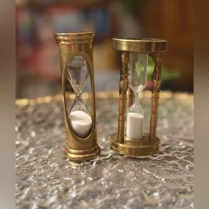 ⏳ Vintage Solid Brass Mini Hourglass • Old World Desk • Timeless Library Accent